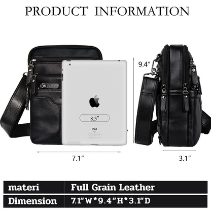 Ariscobull Leather Messenger Bag for Men, Small Leather Sling Shoulder Bag Messenger Pack for Men, Man Purse