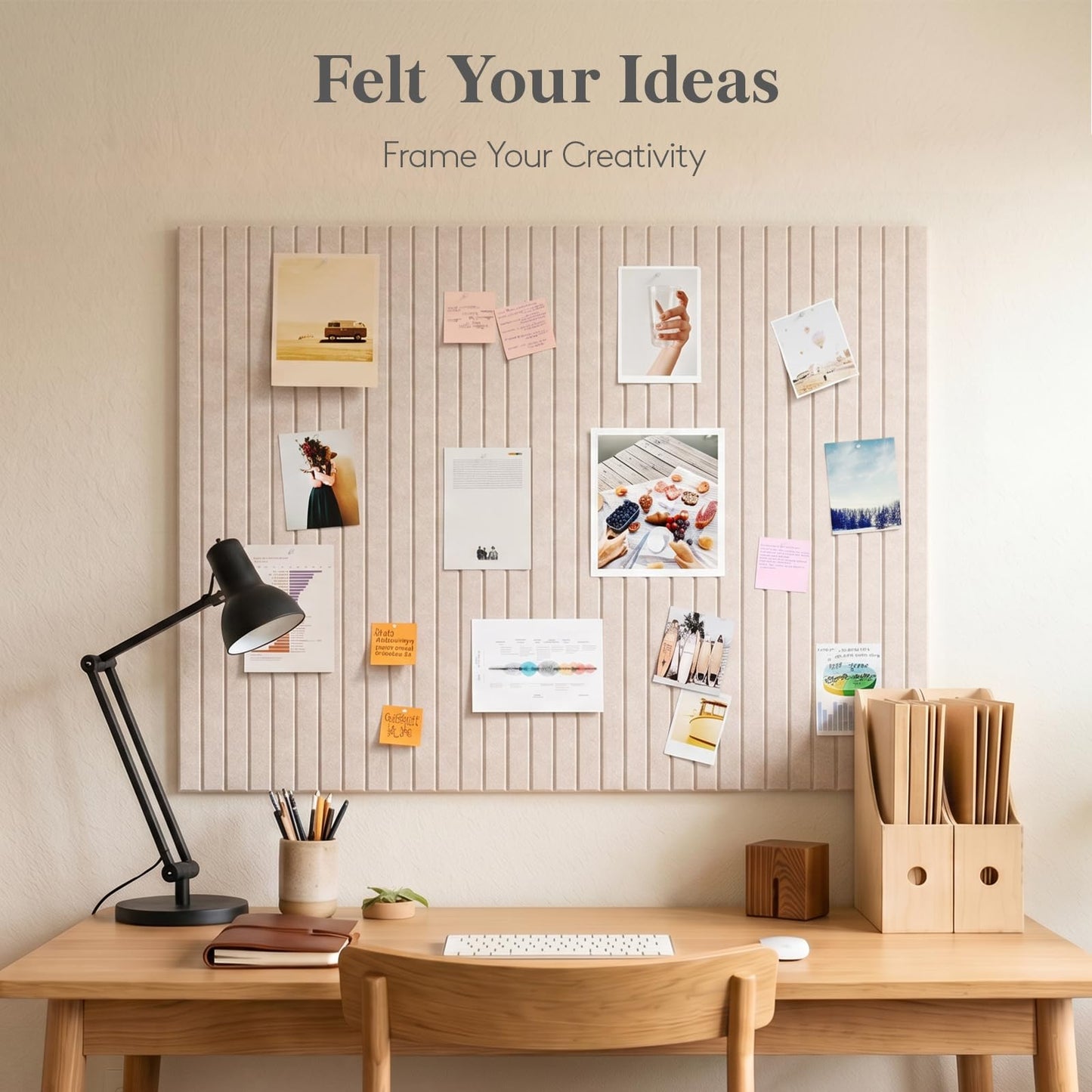 Lifewit Felt Slatted Bulletin Board, 12 Pack Self-Adhesive Panel, 48"x 36" Total Size, Cork Board Alternative, Pin Message Board with 30 Pushpins for Room and Office Decor, Home, Dorm, Green