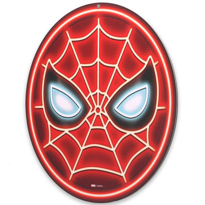 Open Road Brands Marvel Spider-Man Mask Round Metal Sign - Fun Spider-Man Wall Decor for Man Cave or Movie Room