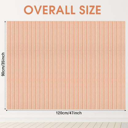 Honoson 12 Pack 48"x 36" Large Cork Board Alternative Felt Bulletin Board Wall Tiles with Safe Square Adhesive Roll Cork Tiles for Walls Home Office Classroom Back to School Pin Panels(Peach)