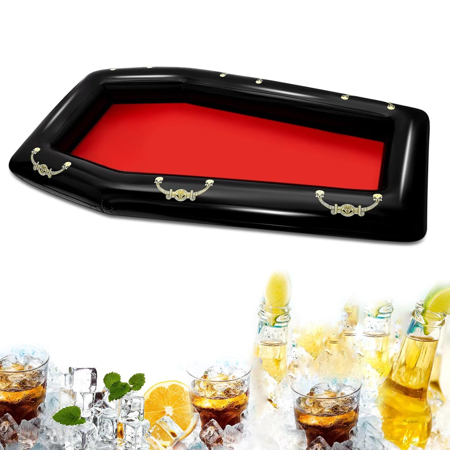 Belit Inflatable Coffin Cooler, 52 Inch Drink Containers for Halloween Party, Pool Party, Spooky Decor