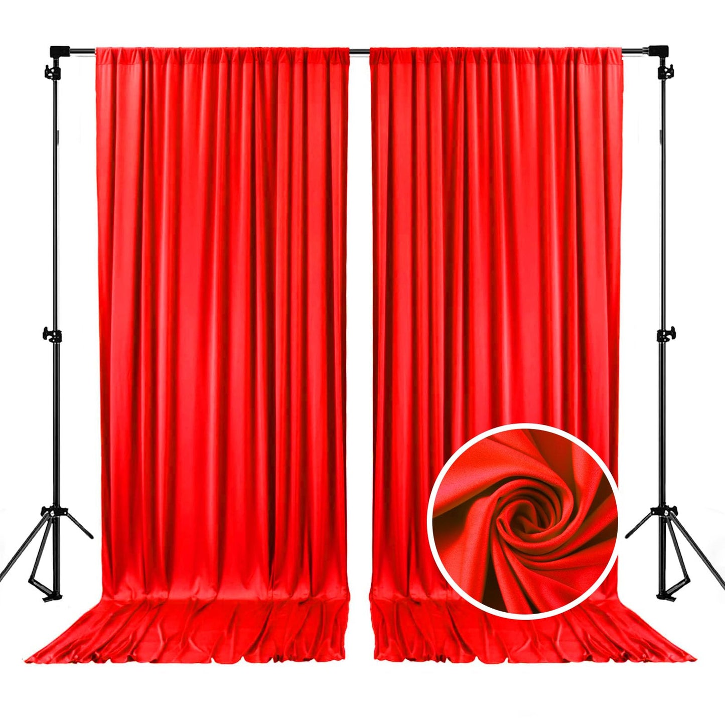 10 x 10 Feet Red Backdrop Curtain for Partie, Background Curtains for Photoshoot, Birthday, Wedding, Halloween, Thanksgiving, Christmas, New Year Party Decorations 5Ft x 10Ft, 2 Panels