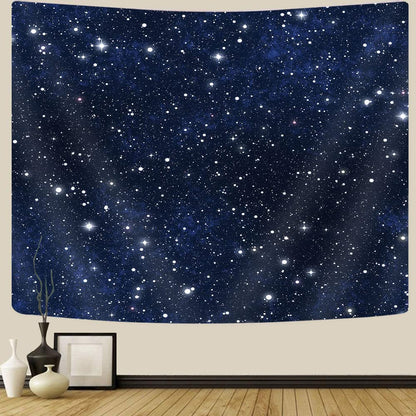 GOAOK Outer Space Galaxy Tapestry, Dark Blue Starry Night Sky Stars Moon Ceiling Tapestries, 60"X40"Inch Fantasy Cosmic Universe Celestial Small Tapestry Wall Hanging for Bedroom Room Dorm