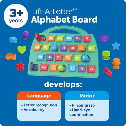Learning Resources Lift-a-Letter Alphabet Board - Alphabet Learning Toys for Toddlers, Toddler Educational Toys for Phonics and Fine Motor Skills, Letter Recognition and Language Development ABC Toy