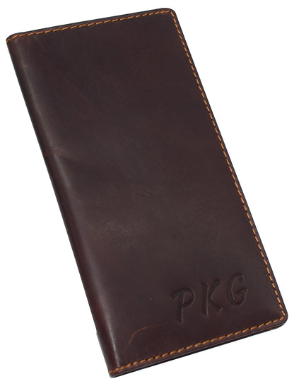 CAZORO Personalized Name Initials Wallets Vintage Leather RFID Bifold Checkbook Cover Holder Womens Mens (RHU Brown)