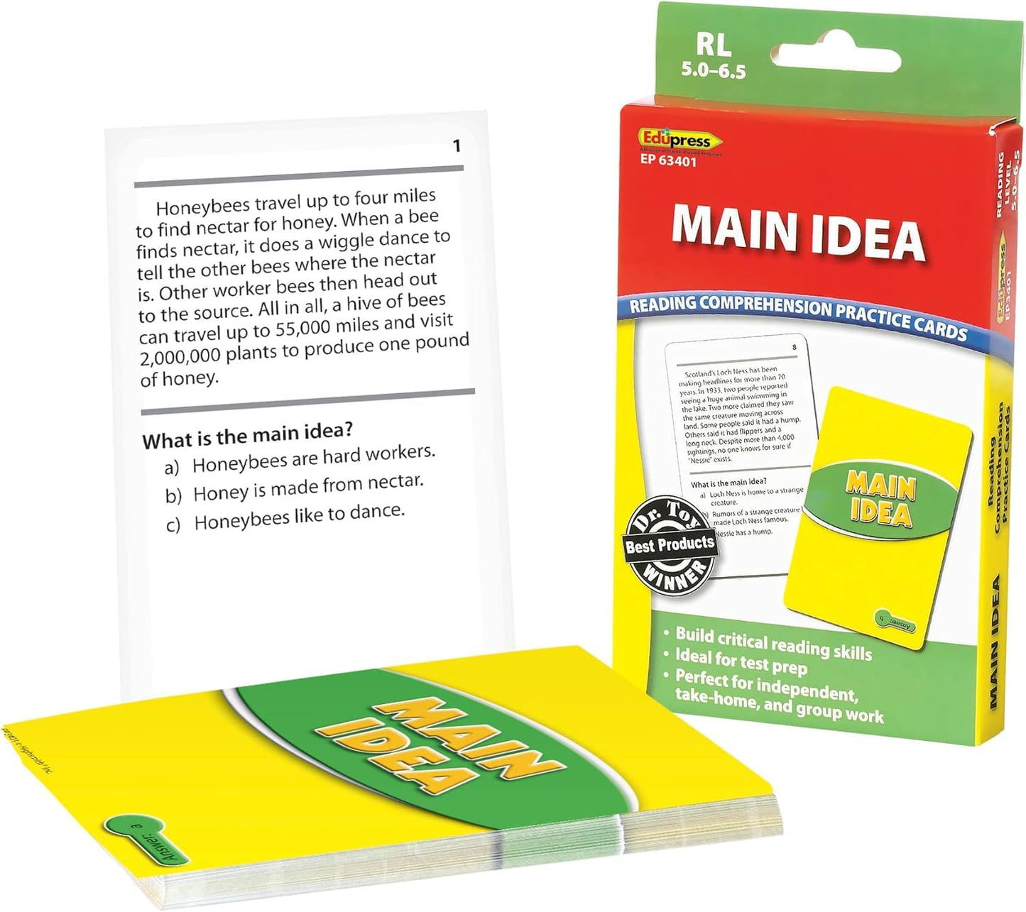 Edupress Reading Comprehension Cards, Main Idea, Lvl: 5.0-6.5 (EP-3401)
