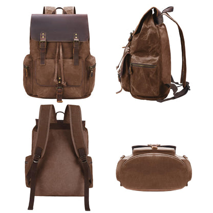 NEHOR Vintage Waxed Canvas Backpack Casual