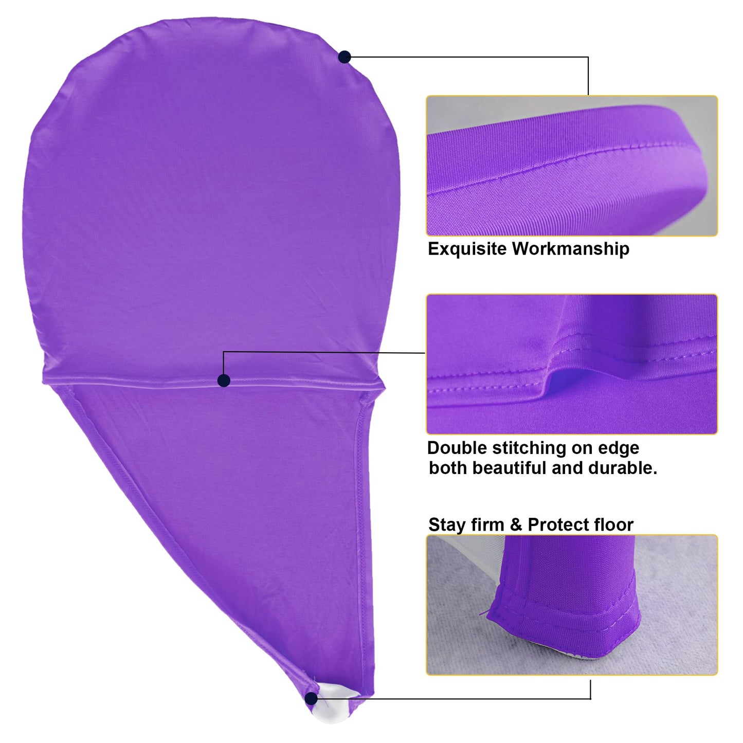 banquetbay Spandex Stretch Chair Cap One Leg Covers Sashes Bands/Hood/Hat Elegant for Event Party Decor Cadbury Purple