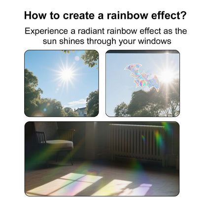 36PCS Halloween Bats Decoration Spider Web Spider Window Clings Anti-Collision Decals to Save Birds, Non-Adhesive Prismatic Window Clings Rainbow Stickers