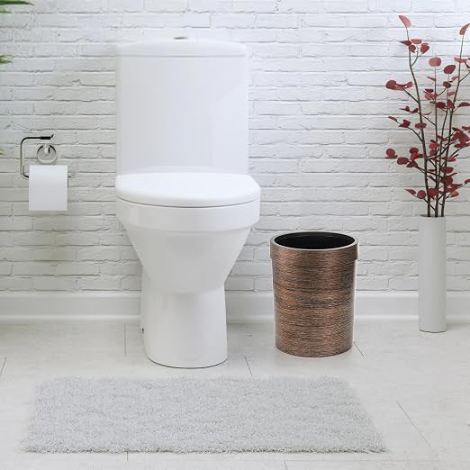 Noamus 3 Pack Vintage Small Trash Can, 1.7 Gallon Plastic Round Wastebasket, Hipsteen Retro Style Garbage Can, Wood Grain Garbage Bin with Top Ring to Fix Bag for Home Kitchen Office Bathroom