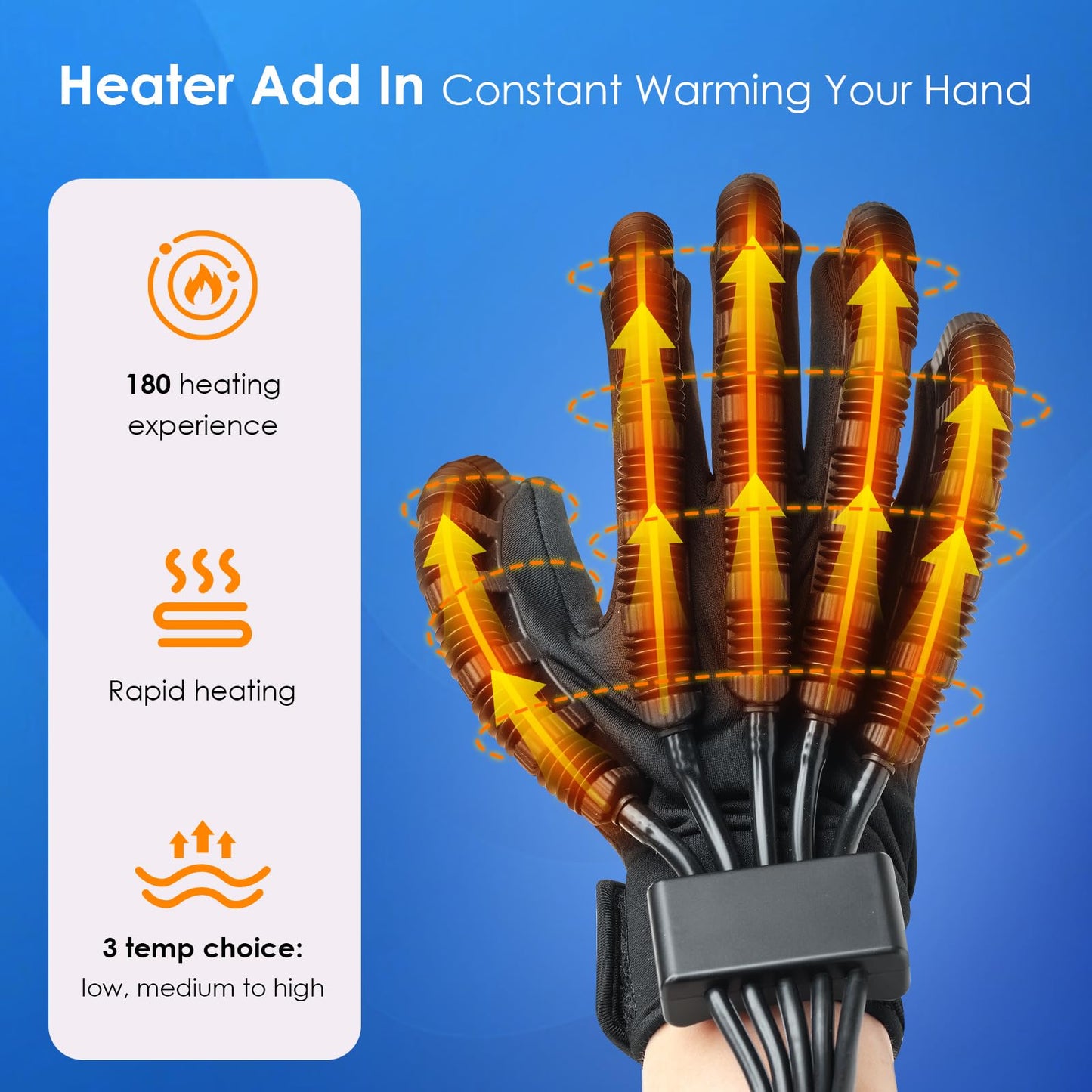 Gellumnious Rehabilitation Robot Gloves-Robotic Heating Gloves for Stroke Therapy Equipment for Adults-Robotic Hand Recovery Device-Convenient Training