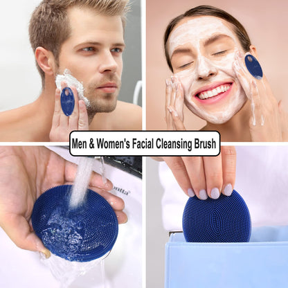 INNERNEED Super Soft Silicone Face Cleanser and Massager Brush Manual Facial Cleansing Scrubber Handheld Wash Pad for Sensitive, Delicate, Dry Skin (Pack of 4)
