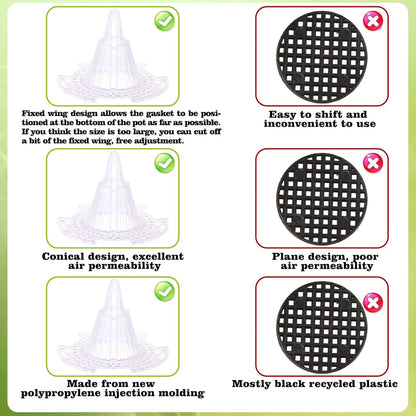CoscosX 40 Pieces Upgraded Cone Flower Pot Hole Mesh Pad DIY Planter Bottom Grid Mat Mesh Hole Screens for Keeping Soil from Flowing- Breathable Gasket-Drainage Netting for Bonsai,4 Sizes