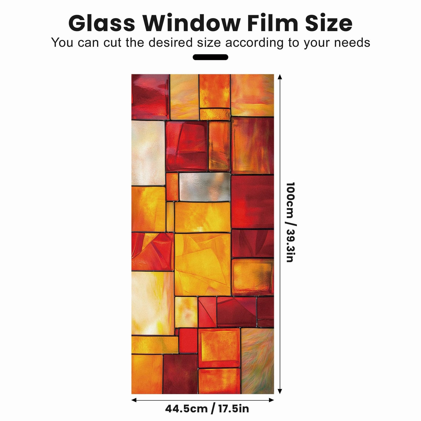 AOHMPT Stained Glass Window Privacy Film Static Cling - Rainbow Glass Decorative Sun Blocking Window Covering, Non-Adhesive Removable Stickers for Home & Office, 17.5" x 39.3"