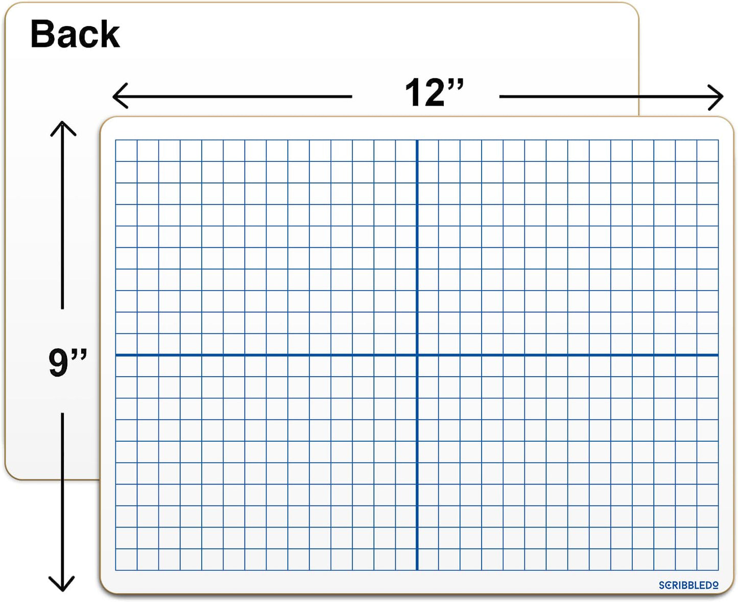 Scribbledo 5 Pack Dry Erase XY Axis Coordinate Plane Graph Lap Boards 9” X 12” for Student Teachers and Classroom Use, Math White Board - Double Sided White Boards with 5 Erasers Included