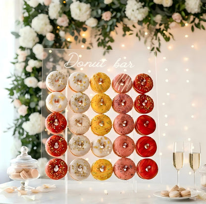 ZOOYOO Large Acrylic Donut Wall Holds 50 Donuts - 26x22 Inch Donut Display Stand for Wedding, Baby Shower, Birthday Party Decor - Dessert Table Centerpiece