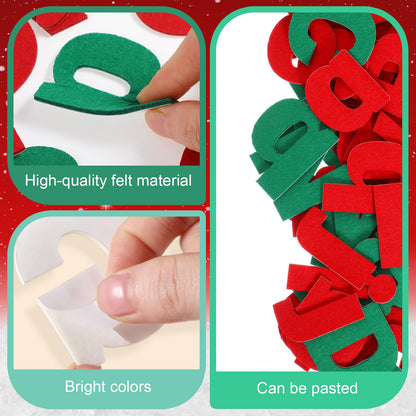 Breling 310 Pieces Felt Letter Bulletin Board Letters Sticker with Number 2" Bulk Self Adhesive ABC Upper Lowercase Sticky Letter for Xmas Gift Bulletin Board Classroom(Christmas Color)