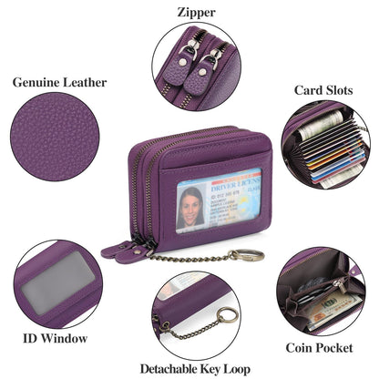 GOIACII Small Genuine Leather Wallet for Women, RFID Blocking Credit Card Holder Wallet