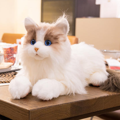 Chongker Interactive Robot Cat, Plush Stuffed Animal Toys, Bionic Motion, Purr and Heartbeat Sound, Lifelike Cat Companion for Children and the Elderly