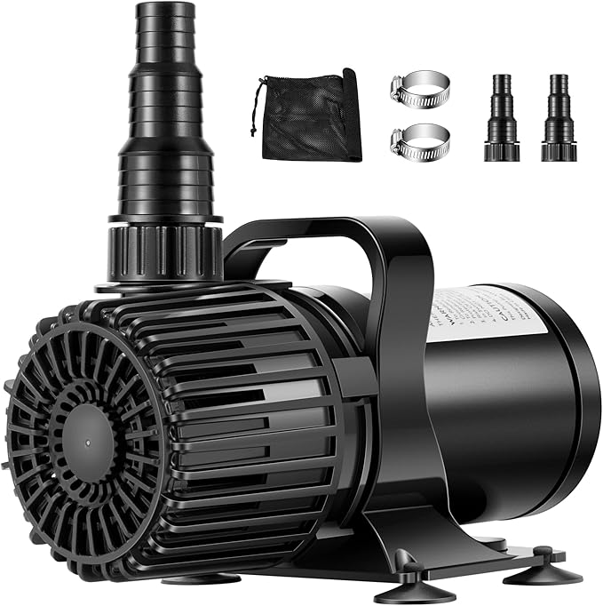 VIVOHOME 100W 1600GPH Submersible Water Pump with 180° Seamless Adjustable Nozzle and Barrier Bag for Koi Pond Waterfall Fountains Fish Tank