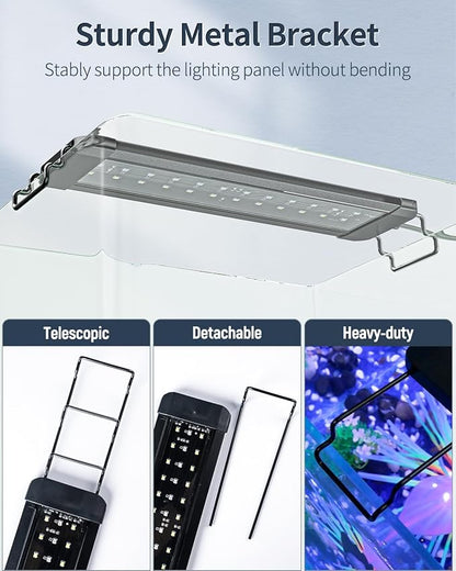 Pawfly 11W Aquarium LED Light for 12 to 18 Inch Fish Tanks Extendable Fish Tank Light with Full Spectrum Brilliant White Blue Red Lights with Daytime & Night Modes and Adjustable Brightness