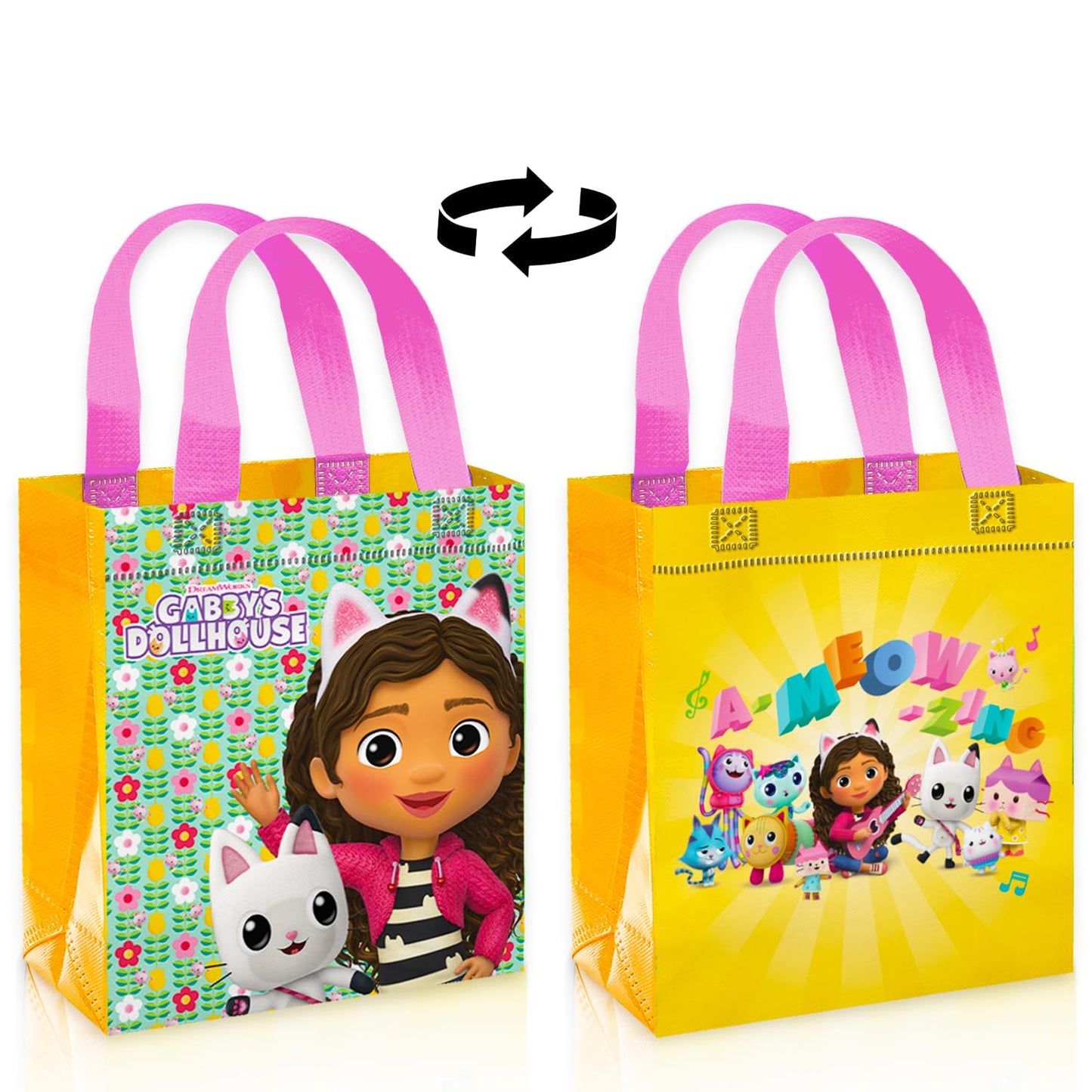 Gabby's Dollhouse Party Favor Bag Set – 24 Pack of 8" Gabby Party Goodie Bags for Kids Bulk Reusable Totes | Gabbys Dollhouse Birthday Supplies