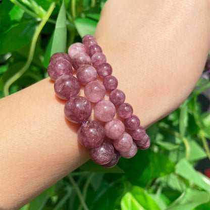 Yochus 60pcs Lepidolite Stone Beads，6mm Healing Power Natural Stone Round Loose Beads for Jewelry Making Earring Necklace DIY Crafts