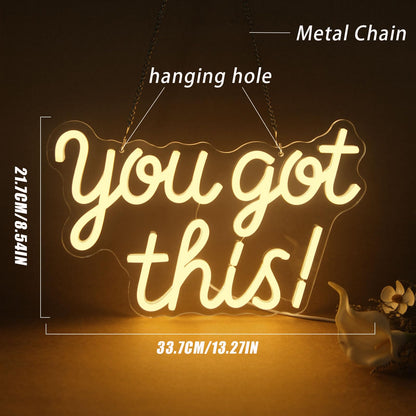 Mvorixa You Got This Neon Sign Dimmable LED Neon Light for Wall Decor, Inspirational You Got This Sign Lights for Home, Bedroom, Office, Student Dorm, Classroom, Party Decor& Motivational Gift