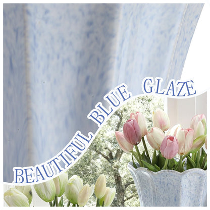 Honeydak 2 Pcs Fluted Ceramic Pots for Plants Indoor 7.5 x 6.5 Inches Spring Easter Scalloped Stylish Ceramic Planters Fluted Tulip Cachepots Blue Flower Pots Home Garden Patio Office Outdoor Planter