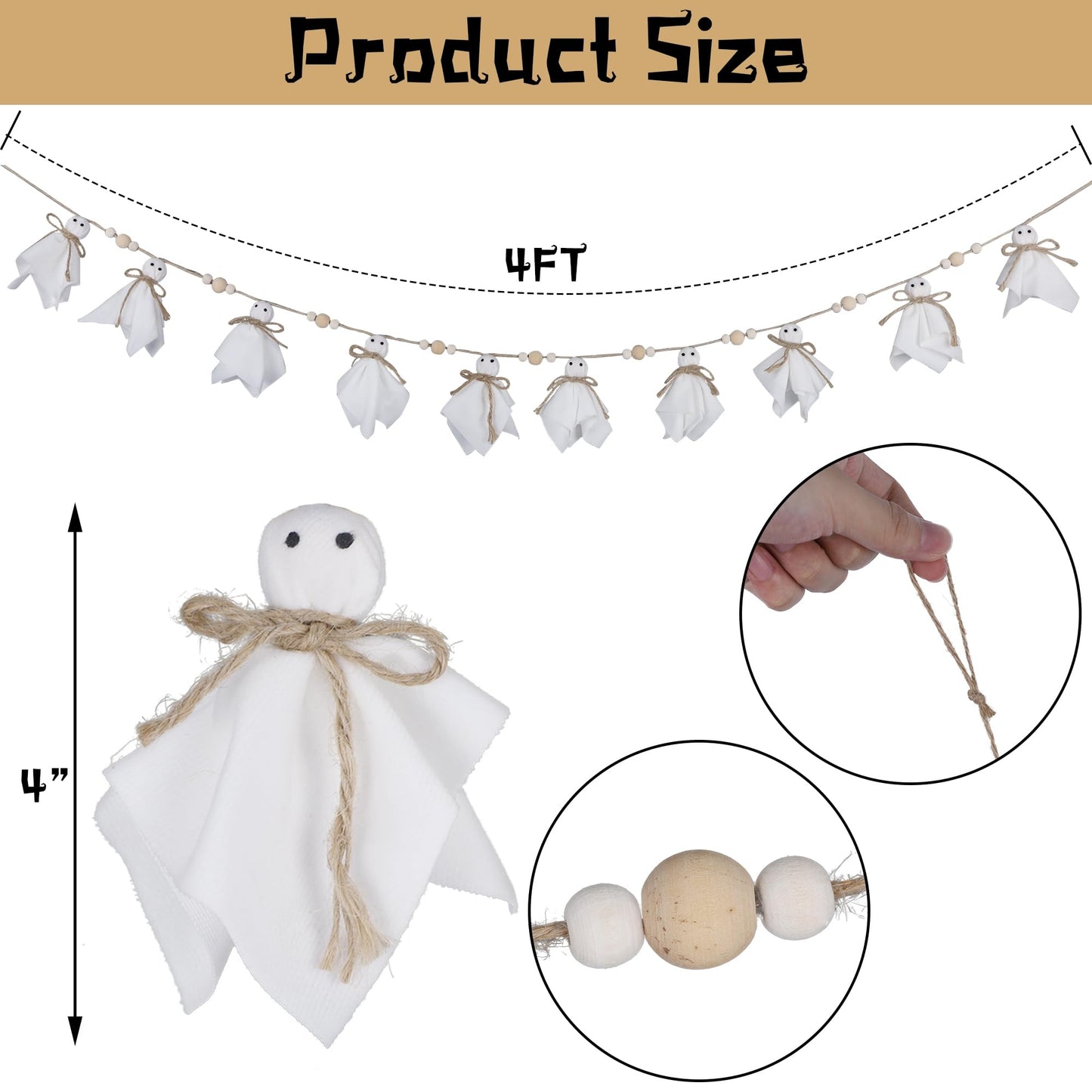 Ghost Garland&Light Up Halloween Bat Wall Decor