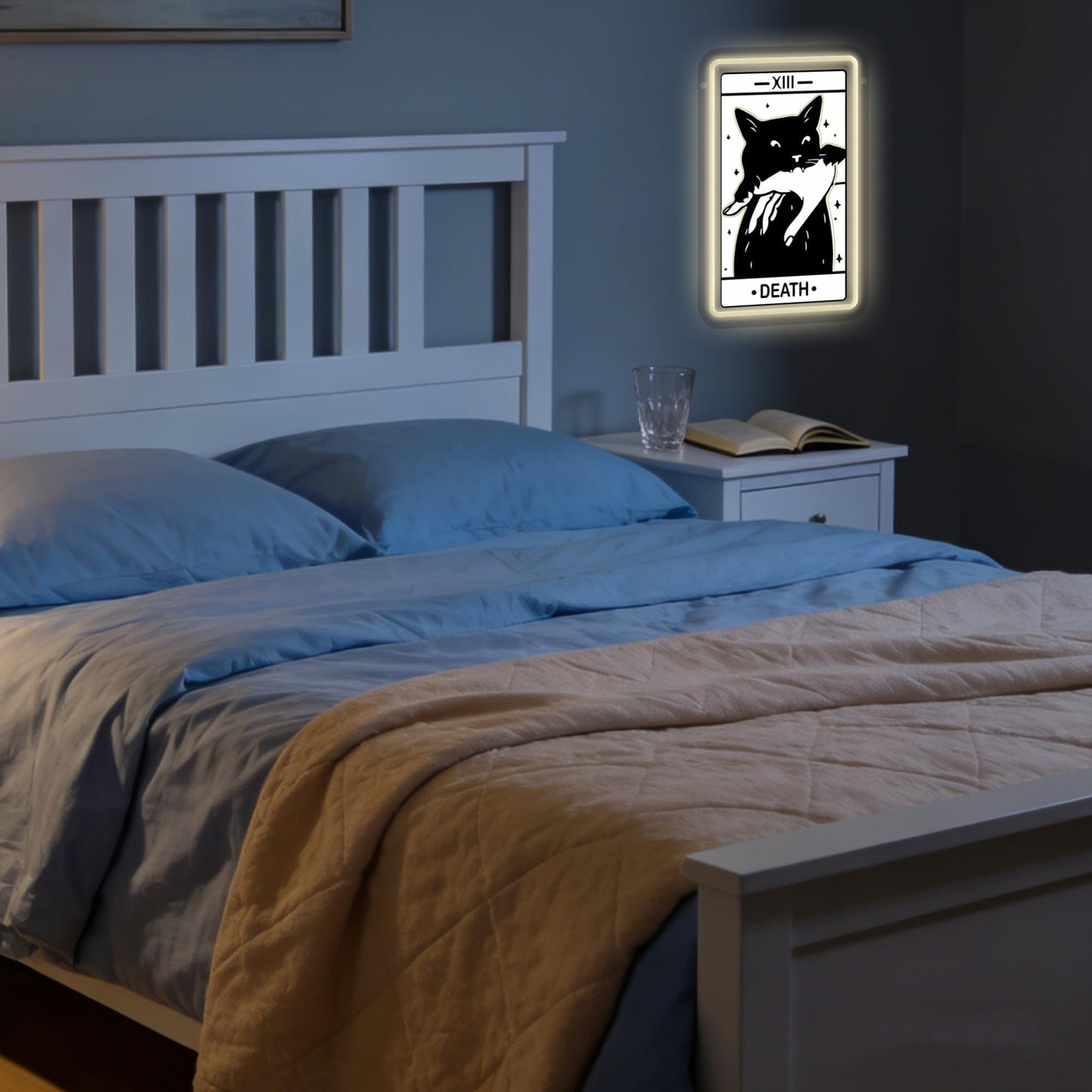 Tarot Card Neon Sign, Death Tarot LED Halloween Neon Light Sign USB Powered, for Gothic Bedroom Game Room Black Cat Party Man Cave Decor, Birthday Gifts(11.8 * 7.4 In)