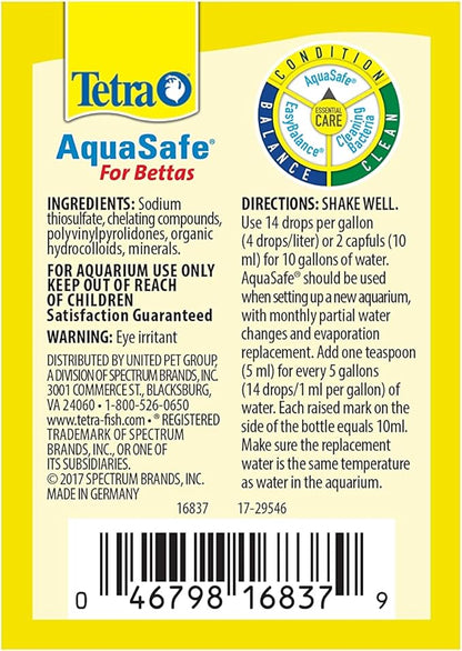 Tetra BettaSafe, Aquarium Water Conditioner for Bettas, 1.69-Ounce, 50ml, Golds & Yellows (16837) (Pack of 2)
