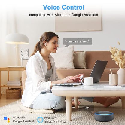 TESSAN Smart Power Strip with 6 Outlet 3 USB, WiFi Wall Smart Outlet Plug with 3 Remote Controll Outlets, Compatible with Alexa Google Assistant for Home Office, Only 2.4 GHz Wi-Fi