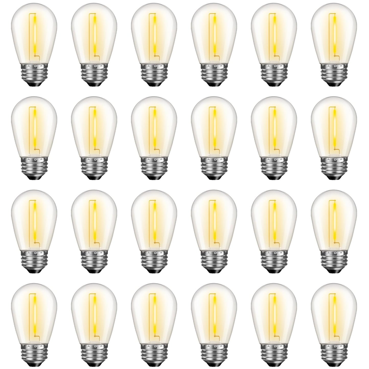 GvvooHome 24 Pack LED S14 Replacement Light Bulbs, Waterproof 1W Vintage Edison Bulbs for Outdoor Patio Backyard String Lights, Dimmable, E26 Regular Medium Screw Base, 2200K Warm White