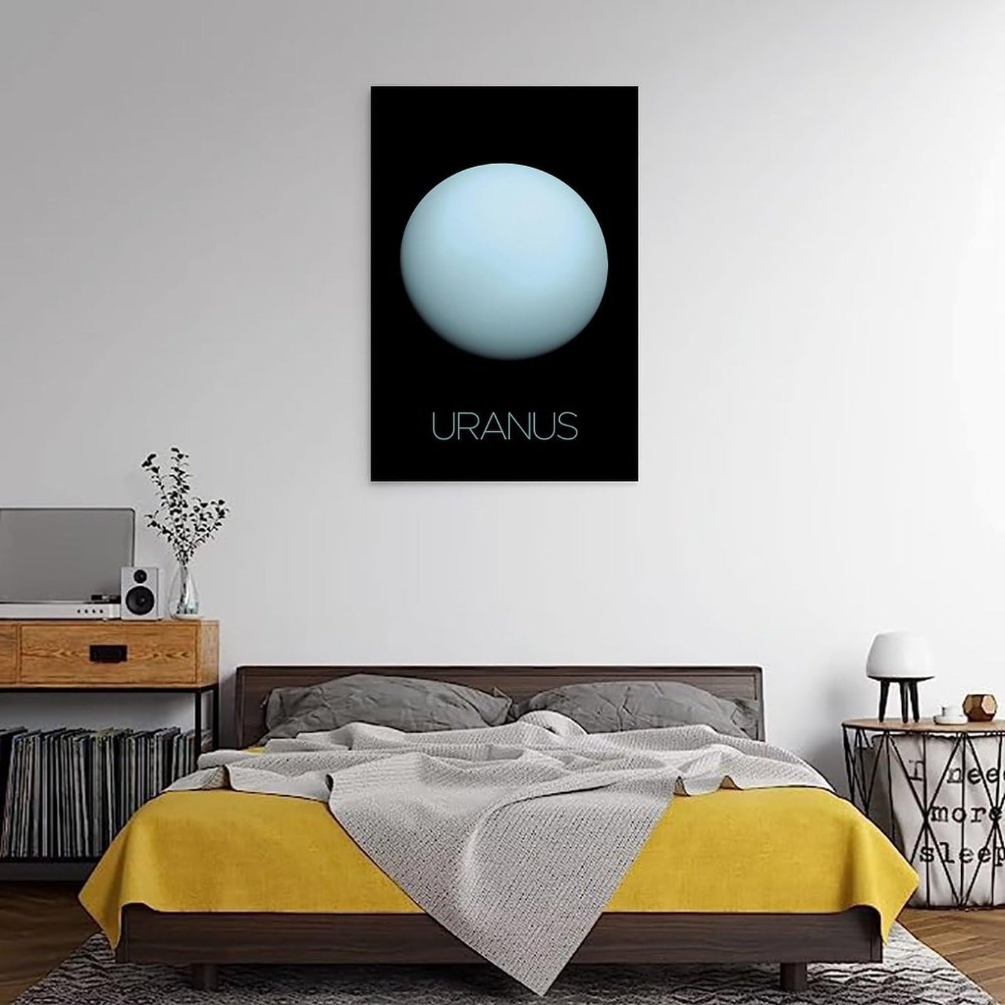 Solar System Planets Canvas Wall Art - Uranus Planet Space Poster for Kids Room Bedroom Classroom, STEM Educational Astronomy Decor, Science Gift for Boys Girls, 12x18 Inch Framed