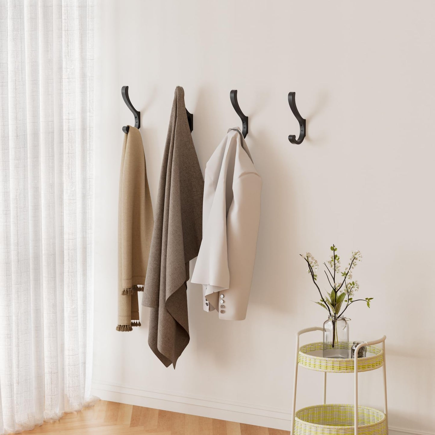 Hanging Coat Hooks Wall Mount - Heavy Duty (30LB), Large Coat Hanger Wall Hangers, Metal Hooks For Towels, Backpacks, Hats, Jackets, Keys, Bags, Robes, Dog Leashes (6 Pack)