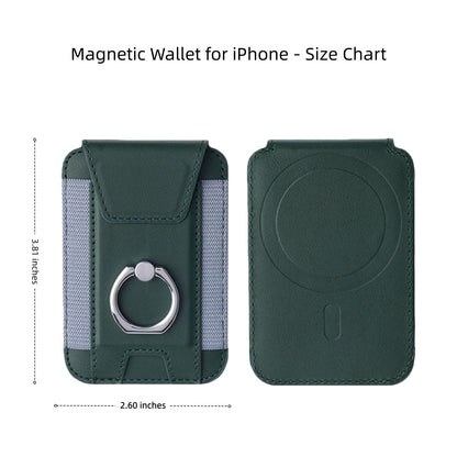 UPEWEFI for Magsafe Wallet, Slim Magnetic Card Wallet with Grip, 7 Cards Holder RFID Blocking, Ring Stand Stick on Wallet with Privacy Flap (Green)