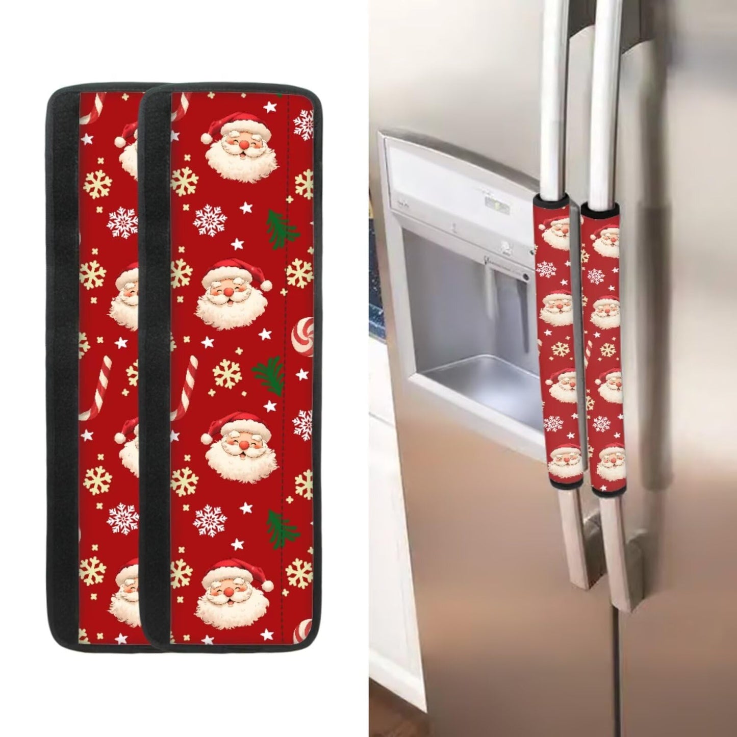 Yatixapu Santa Claus 6Pcs Refrigerator Door Handle Cover, Washable Kitchen Appliance Decor Handles Fridge Oven Microwave Dishwasher Antiskid Protector Keep Off Fingerprints Food Stains