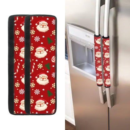 Yatixapu Santa Claus 6Pcs Refrigerator Door Handle Cover, Washable Kitchen Appliance Decor Handles Fridge Oven Microwave Dishwasher Antiskid Protector Keep Off Fingerprints Food Stains