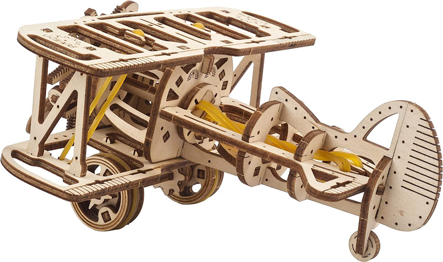UGEARS Mini Biplane 3D Wooden Puzzles for Adults - Wooden Model Kits for Adults, DIY Craft Kit, Mechanical 3D Puzzle, for Aviation Enthusiasts and Puzzle Lovers
