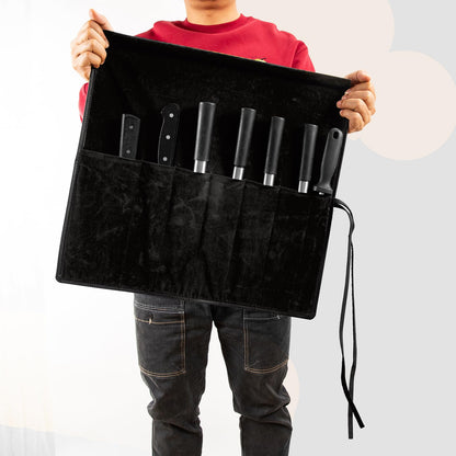 Genuine Leather Knife Roll, Knife Bags for Chefs Professional, Small Chef'S Knife Case Holder, Knives Holders Protectors with 7 Slots