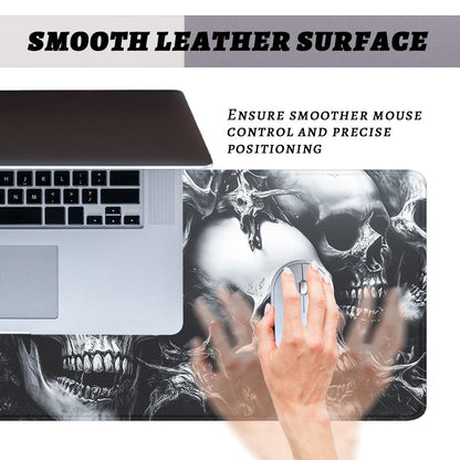 Skull Mouse Pad, Gothic Dark Horror Skeleton Art Halloween Gaming Desk Mat Extended Laptop Keyboard Non-Slip Rubber Base with Stitched Edges for Home, 31.5x11.8in Desk Home Office Gaming