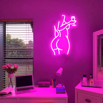 Ajoyferris Lady Back Neon Sign Dimmable LED Lady Sign Woman Neon Sign Sexy Lady Neon Signs for Bedroom Man Cave Bar Store Home Party Art Decor Gifts(16X11 inches,Blue)