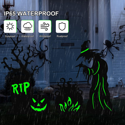 3 Pack Halloween Yard Signs Outdoor Decorations - Glow in the Dark Scary Witch Tombstone Cauldron Metal Stakes, Waterproof Fluorescent Lawn Garden Halloween Decor for Graveyard Party (Large Witch Tombstone Cauldron, 3 Pack)