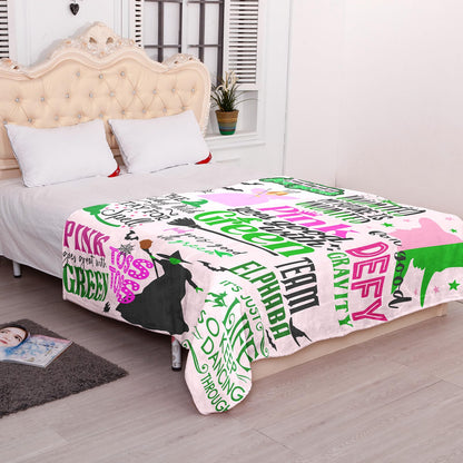 50'' x 40'' Elphaba Hat Glinda Witch Pink Flannel Blanket, Magic Movie Land Blanket, Evil Gift Queen Throw Broom, All Seasons Warm Cozy Soft Blanket for Sofa Chair Bed Halloween Women Fans 3