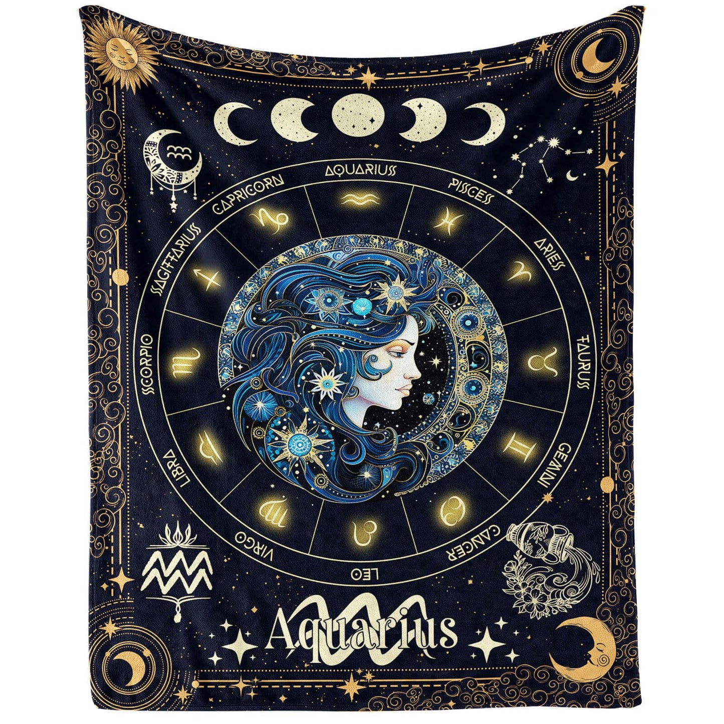 Homieblanket Aquarius Zodiac Blanket for Boys Girls, Secret Astrology Themed Design Printed Throw Blankets for Kids Lap, Chair Sofa, Soft Fleece Cozy Blanket, 40"x 50"