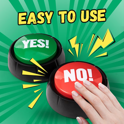 Loudmore Yes Button and No Button with Sound 2 Pack Buzzers for Trivia Games and Family Game Answer Buzzers for Classroom Parties, Games, Office Stress Relief