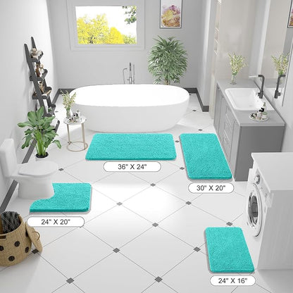 OLANLY Bathroom Runner Rugs 47x20, Extra Soft Absorbent Chenille Bath Rugs, Rubber Backing Quick Dry, Machine Washable Long Bath Mats for Bathroom Floor, Tub and Shower, Home Decor Accessories, Teal