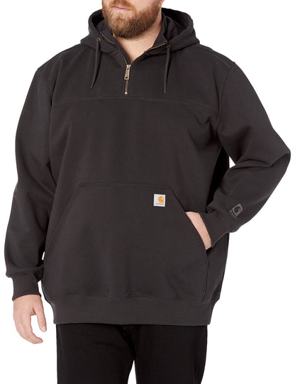 Carhartt Men's Rain Defender Paxton Heavyweight Hooded Zip Mock Neck Sweatshirt,Black,X-Large