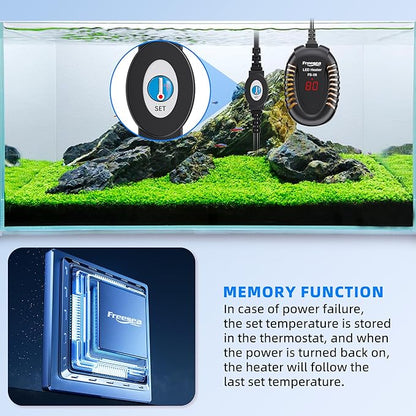 FREESEA Aquarium Fish Tank Heater: 75W Small Submersible Turtle Heater with Adjustable Temperature External Controller for Betta | Saltwater | Freshwater | 5-15 Gallon